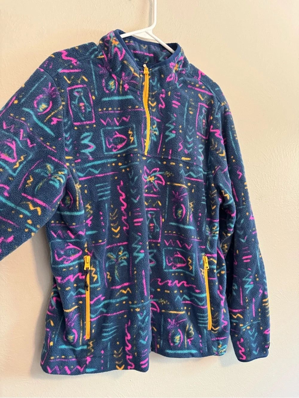 Chubbies Mens Retro Tropical Fleece Quarter Zip Pullover